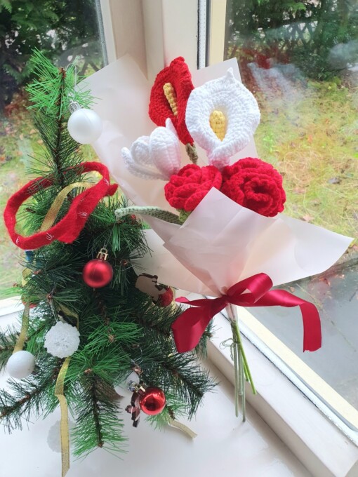 handgemaakt gehaakte boeket voor kerst