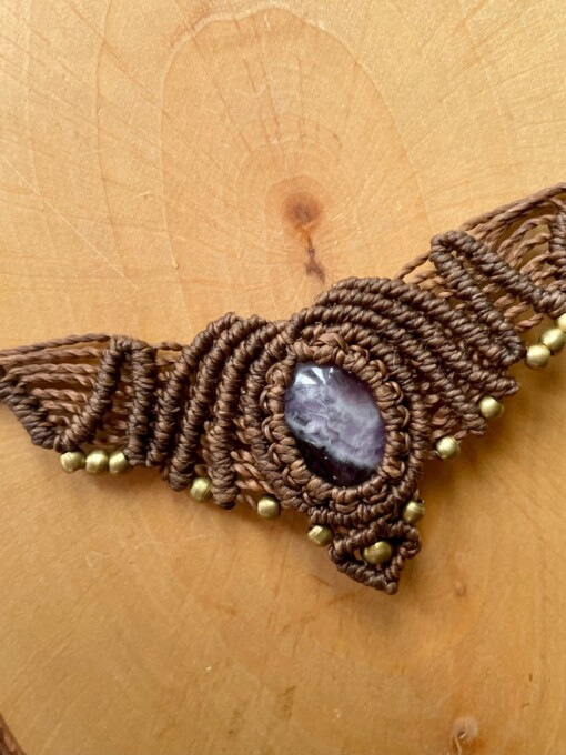 Amethyst macrame ketting handgemaakt