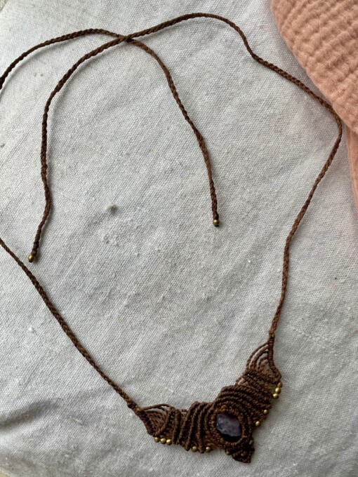 Amethyst macrame ketting handgemaakt