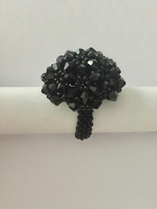 Bloemenmand ring - Zwart