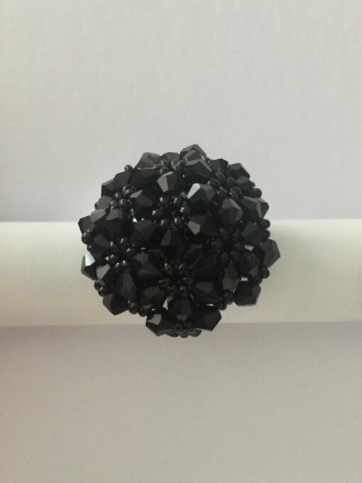 Bloemenmand ring - Zwart