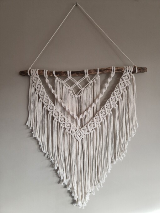 Hangemaakte boho macrame wallhanging diamant