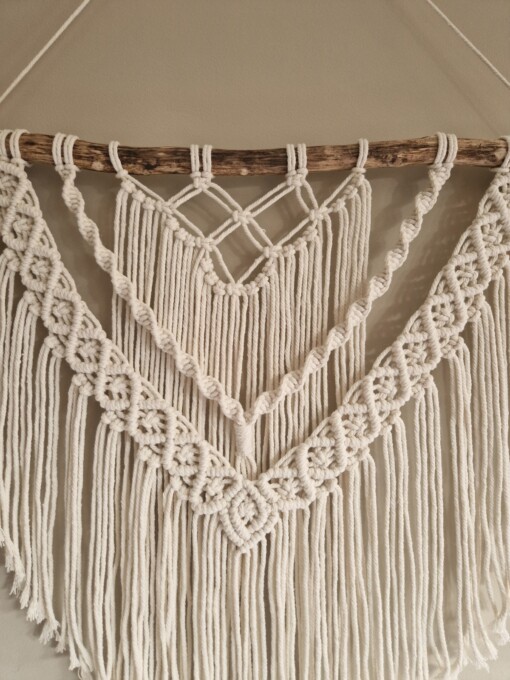 Hangemaakte boho macrame wallhanging diamant