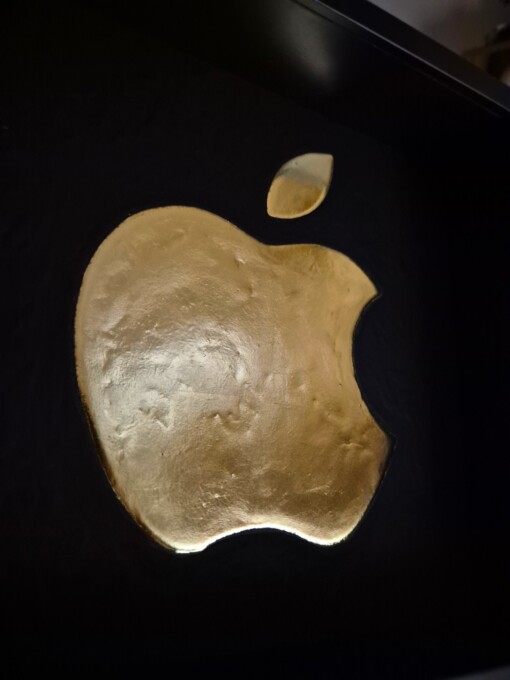 Apple logo 23ct goud verguld kunstwerk in lijst