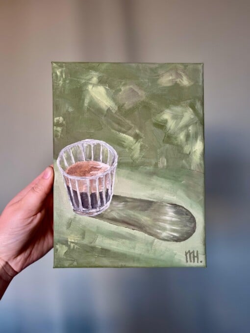 Schilderij "Coffee + Winter Sun" - origineel kunstwerk in olieverf