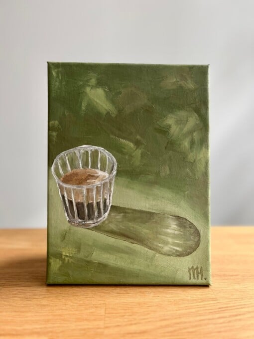 Schilderij "Coffee + Winter Sun" - origineel kunstwerk in olieverf