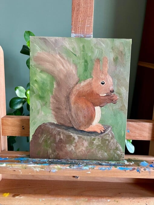 Schilderij "Eekhoorn" - origineel kunstwerk in olieverf