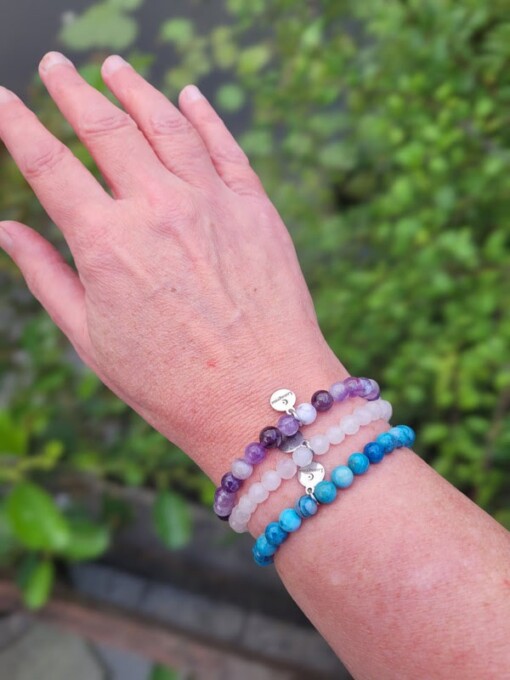 Elastische armband rozenkwarts op maat gemaakt