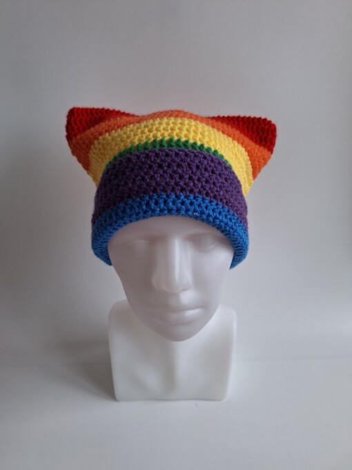 Gehaakte muts 'Pride rainbow flag'