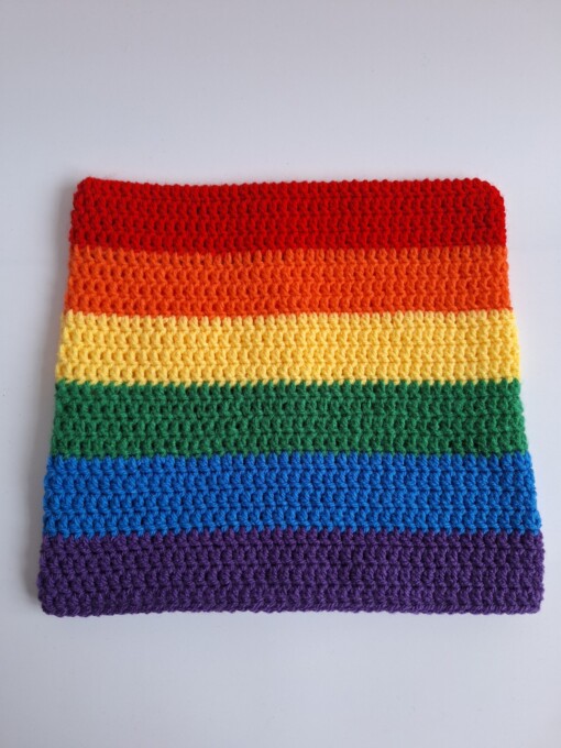 Gehaakte muts 'Pride rainbow flag'