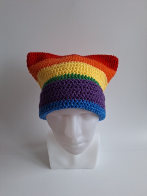 Gehaakte muts 'Pride rainbow flag'
