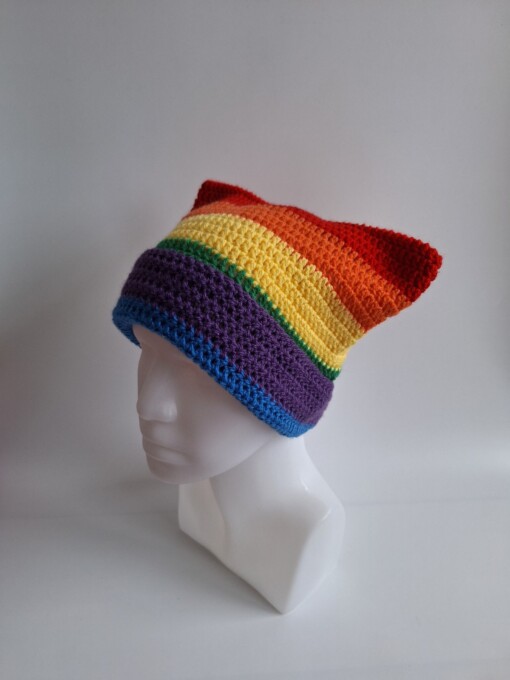 Gehaakte muts 'Pride rainbow flag'