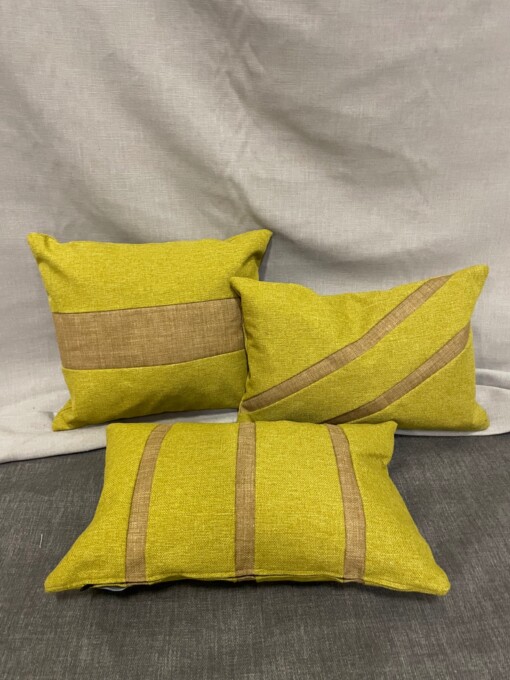 Kussenhoes voor binnen of buiten streep geel met beige