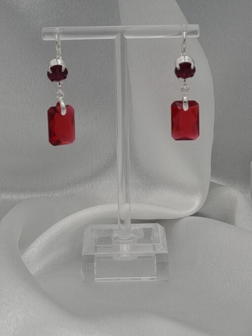 Luxe handgemaakte kristallen oorbellen - rood