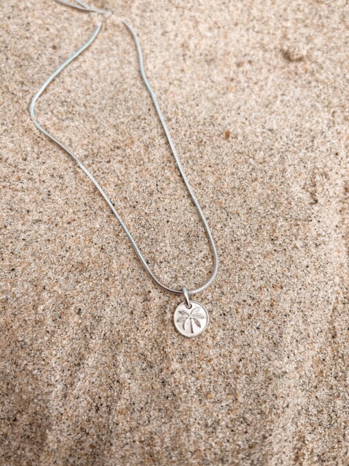 Oceaan Mini Plam Coin Ketting Zilver