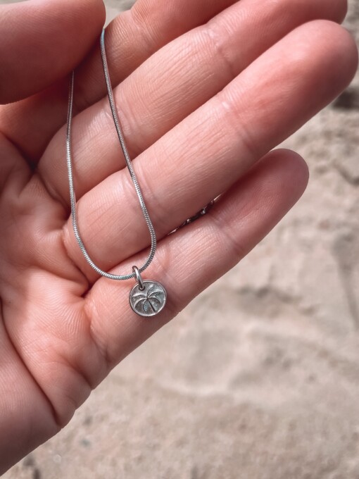 Oceaan Mini Plam Coin Ketting Zilver