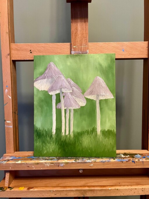 Schilderij "Paddenstoelen" - origineel kunstwerk in olieverf