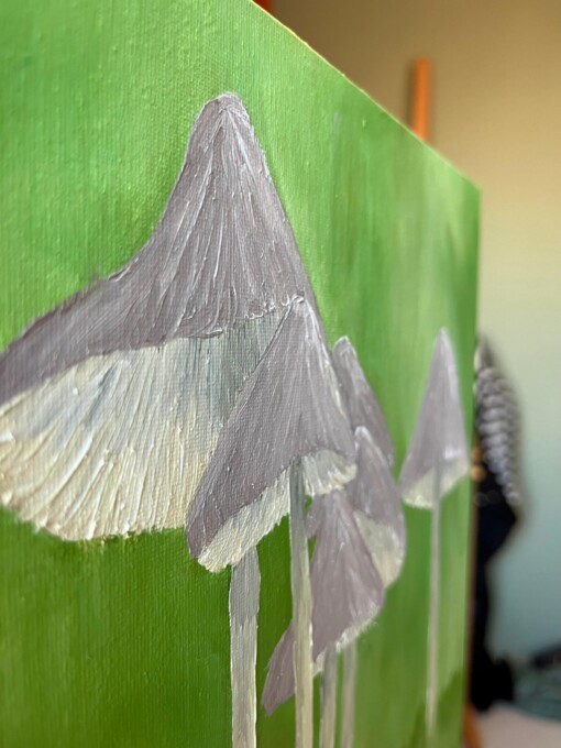 Schilderij "Paddenstoelen" - origineel kunstwerk in olieverf
