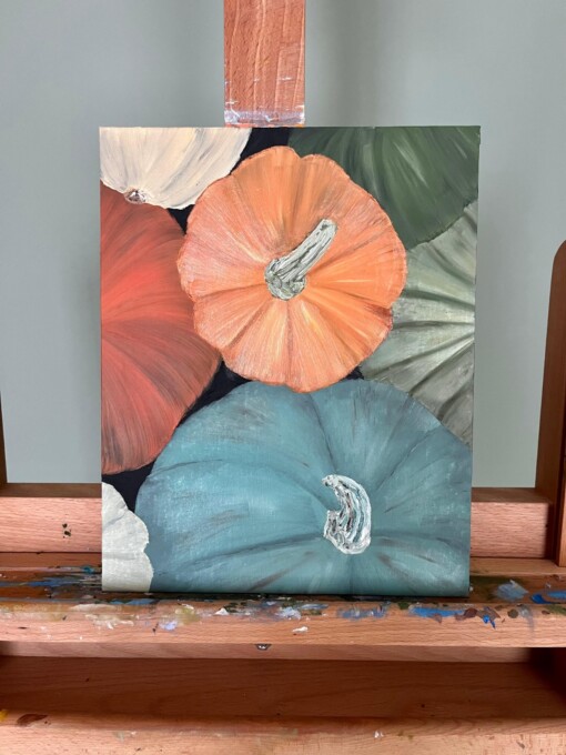 Schilderij "Pompoenen" - origineel kunstwerk in olieverf