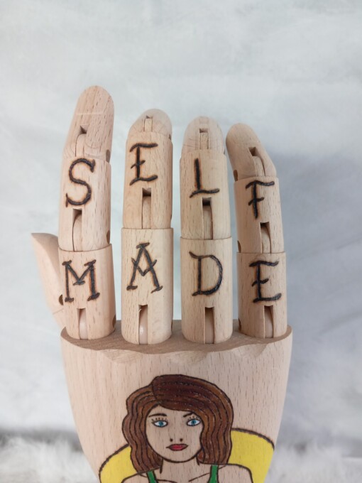 Kunst houten Tattoo hand boks dame