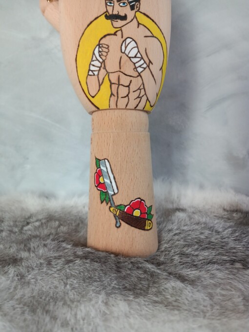 kunst houten Tattoo hand boks man
