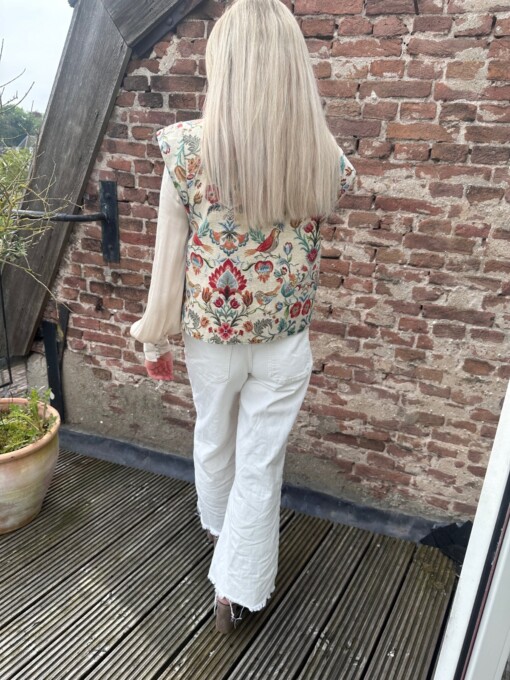 Dames gilet bloem/vogel