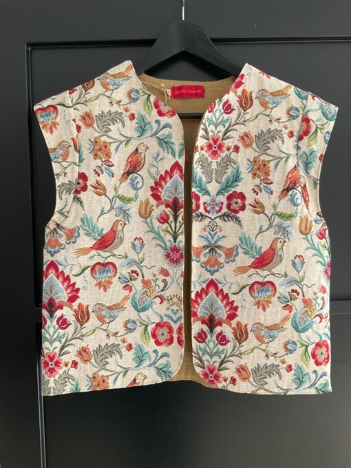 Dames gilet bloem/vogel