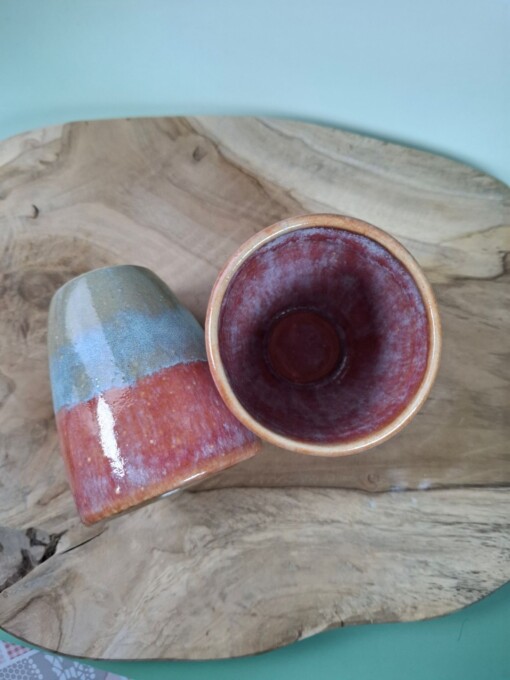 2 keramiek koffiebekers Red Dream