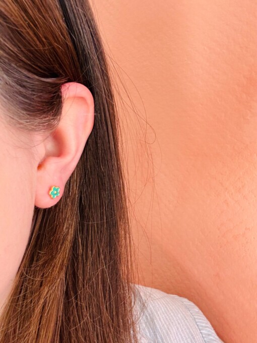 925 Zilveren Flora Studs | groen