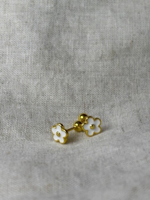 925 zilveren Flora Studs | Wit