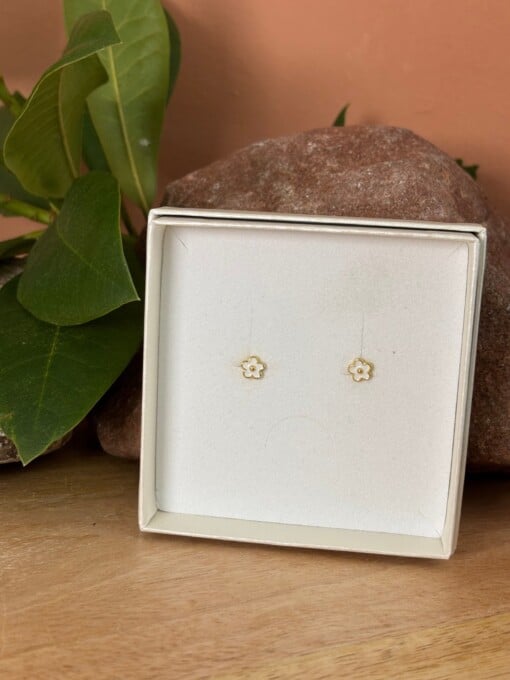 925 zilveren Flora Studs | Wit