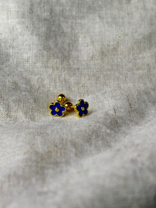 925 zilveren Flora studs in blauw