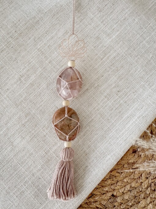Becoming a mom hanger,  edelsteen hanger met rozenkwarts en maansteen
