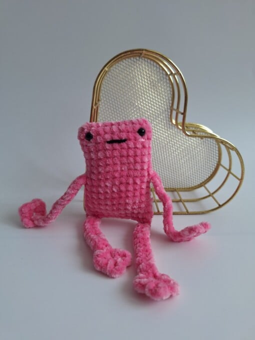 Gehaakte knuffel 'roze kikker'