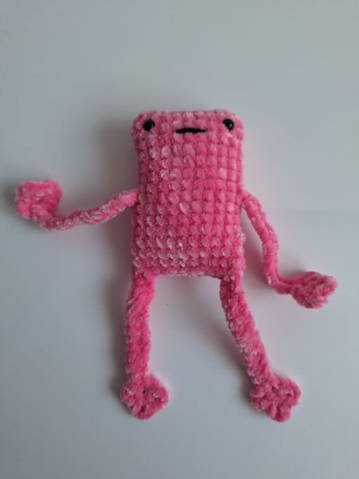 Gehaakte knuffel 'roze kikker'