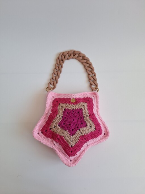 Gehaakte tas 'Pink star'