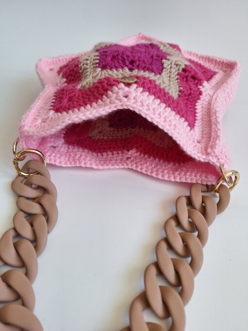 Gehaakte tas 'Pink star'