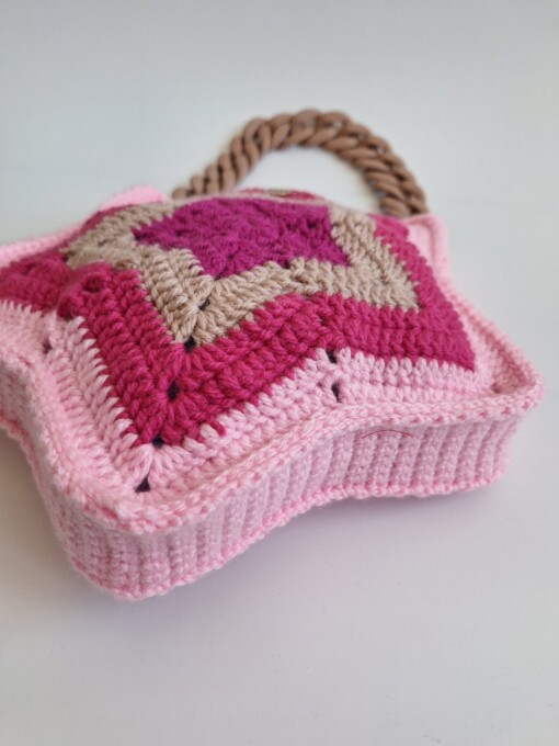 Gehaakte tas 'Pink star'