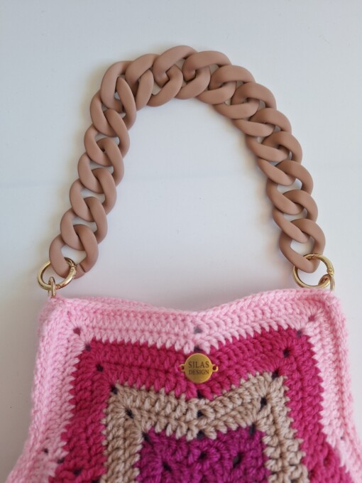 Gehaakte tas 'Pink star'