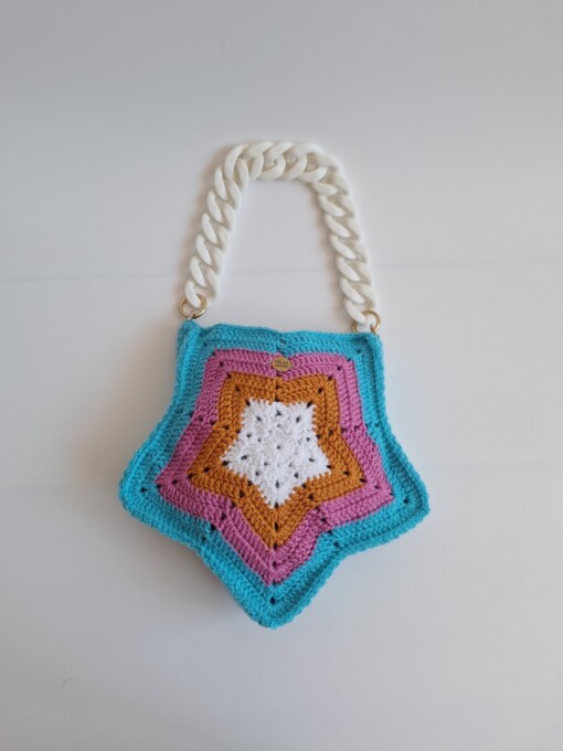 Gehaakte tas 'Turquoise star'