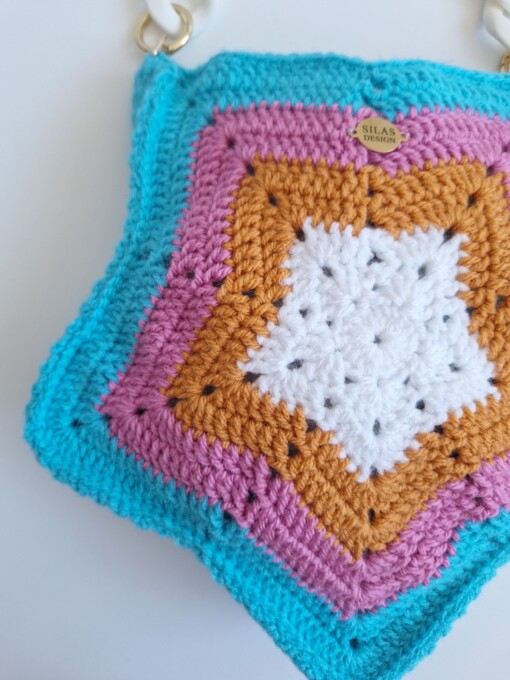 Gehaakte tas 'Turquoise star'