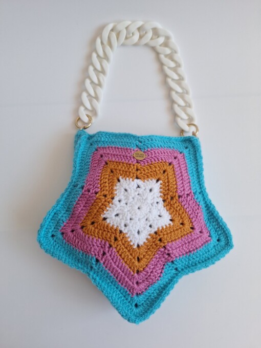 Gehaakte tas 'Turquoise star'