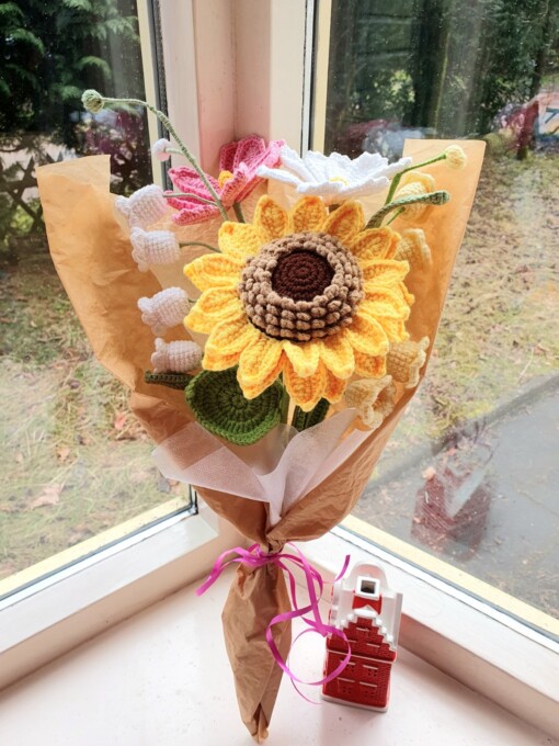 Handgemaakt zonnebloemen boeket