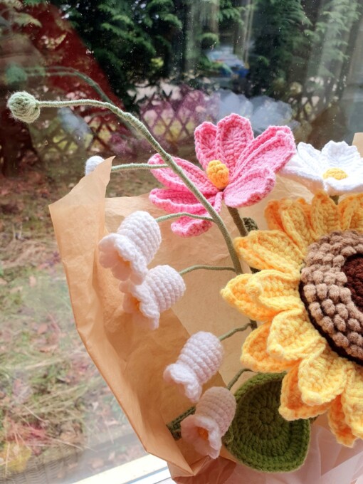 Handgemaakt zonnebloemen boeket