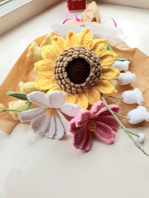 Handgemaakt zonnebloemen boeket