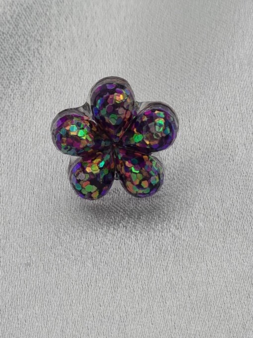 Handgemaakte epoxy oorstekers 'bloem facet' - glittermix