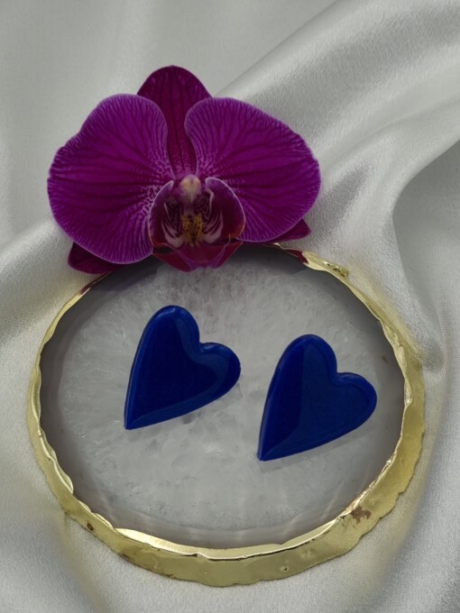 Handgemaakte oorstekers 'hart groot' - blauw