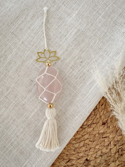Handgemaakte rozenkwarts hanger. liefde, harmonie en positieve energie