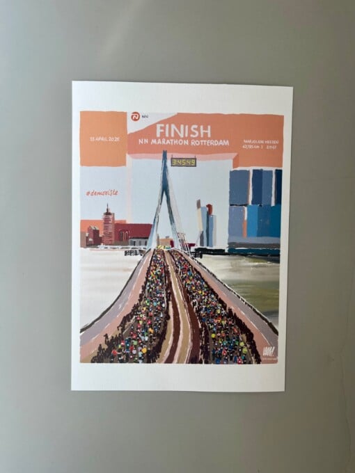 Rotterdam Marathon art print - personaliseerbaar stijl 'finishboog'