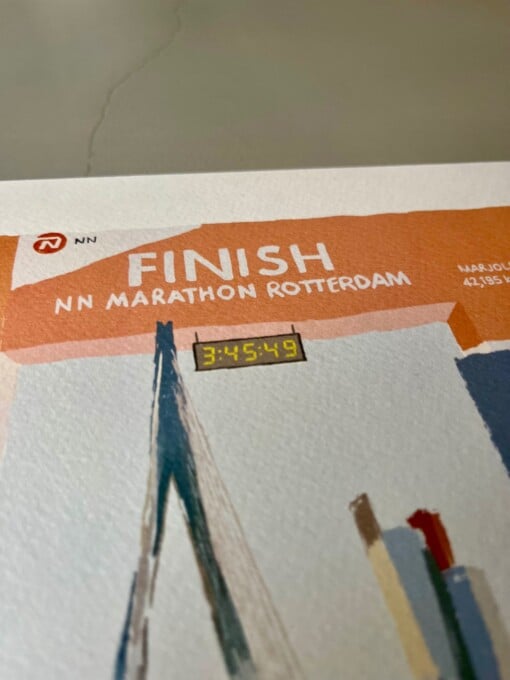 Rotterdam Marathon art print - personaliseerbaar stijl 'finishboog'